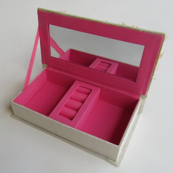 Floral Embellished Fabric Decorated Keepsake/Jewelry/Treasure /Organizer Box - Picture 2 of 9